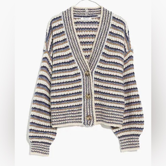 Madewell Waller Crop Cardigan Sweater in Stripe - Picture 7 of 7